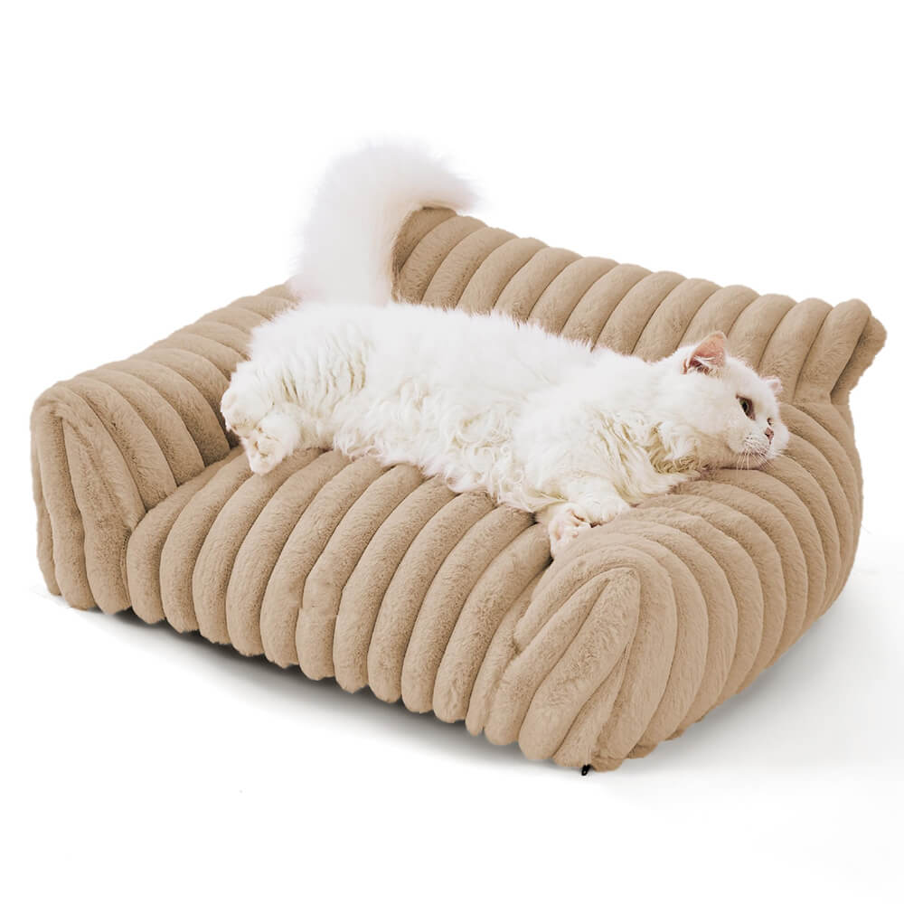 Luxuosa cama macia para cães e gatos com pele de coelho sintética