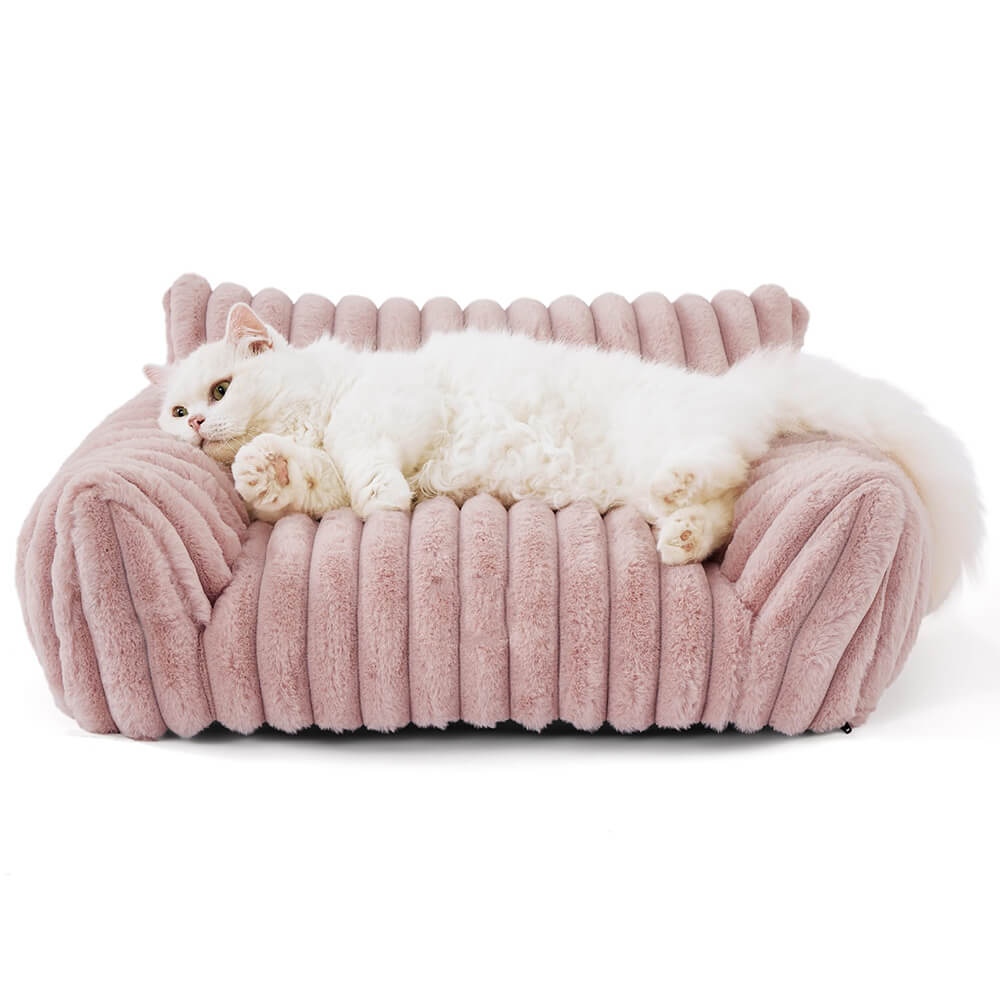 Luxuosa cama macia para cães e gatos com pele de coelho sintética