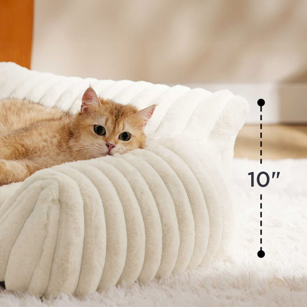 Luxuosa cama macia para cães e gatos com pele de coelho sintética