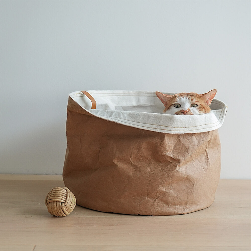 Cama de gato de papel kraft lavável e dobrável minimalista