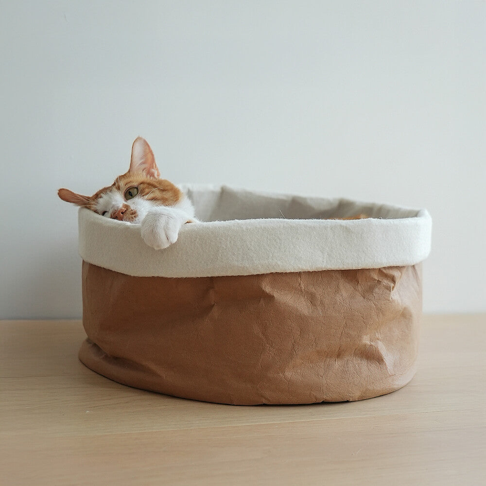 Cama de gato de papel kraft lavável e dobrável minimalista