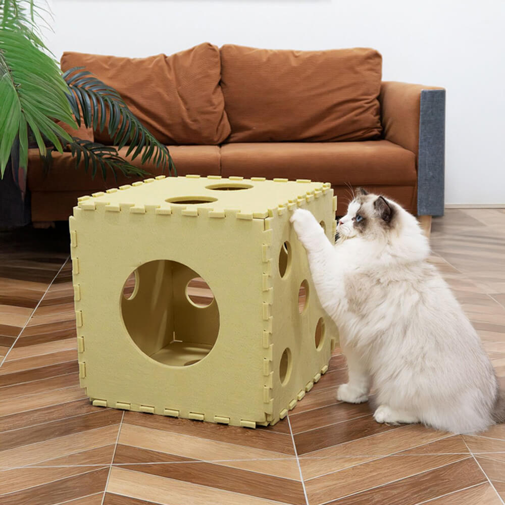 Cubo de Gato Removível Multifuncional em Feltro Resistentes a Arranhões