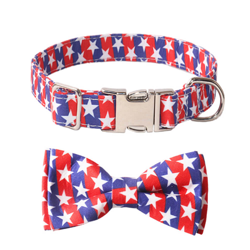 Fashion Dog Accessories American Flag Dog Collar with Bow