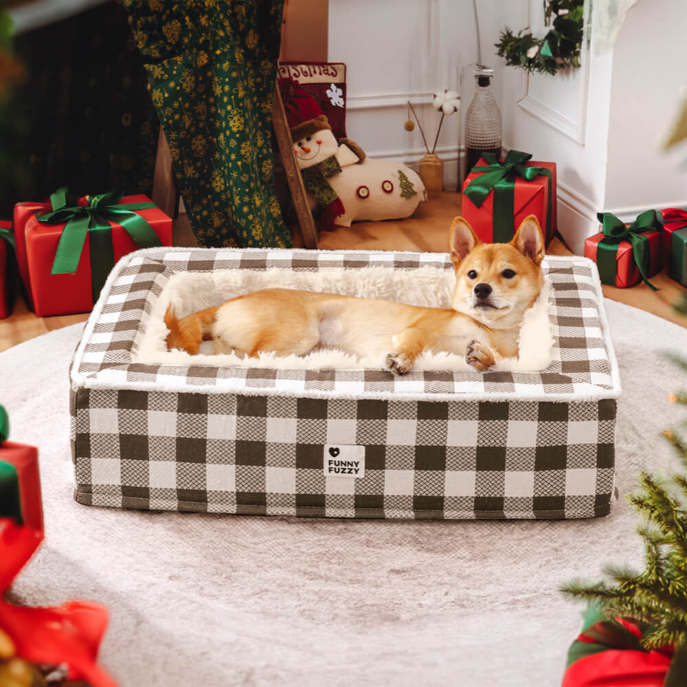 Cama grande e aconchegante para cachorro com cobertor dobrável e colcha