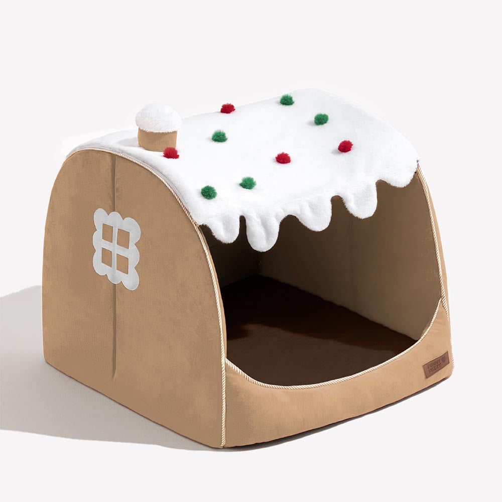 Cama ortopédica para cães Festive Snow House - Calor de Natal