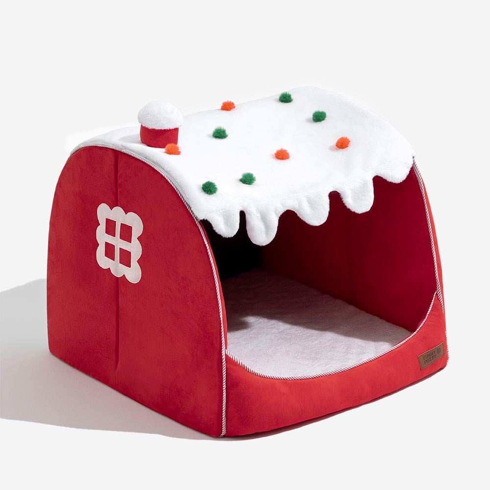 Cama ortopédica para cães Festive Snow House - Calor de Natal