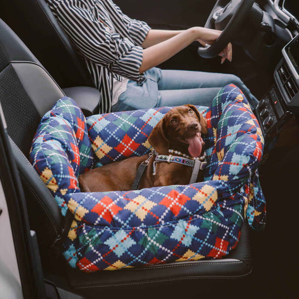 Reforço de segurança para viagens Vintage Denim Patchwork Cachorro Cama de assento de carro