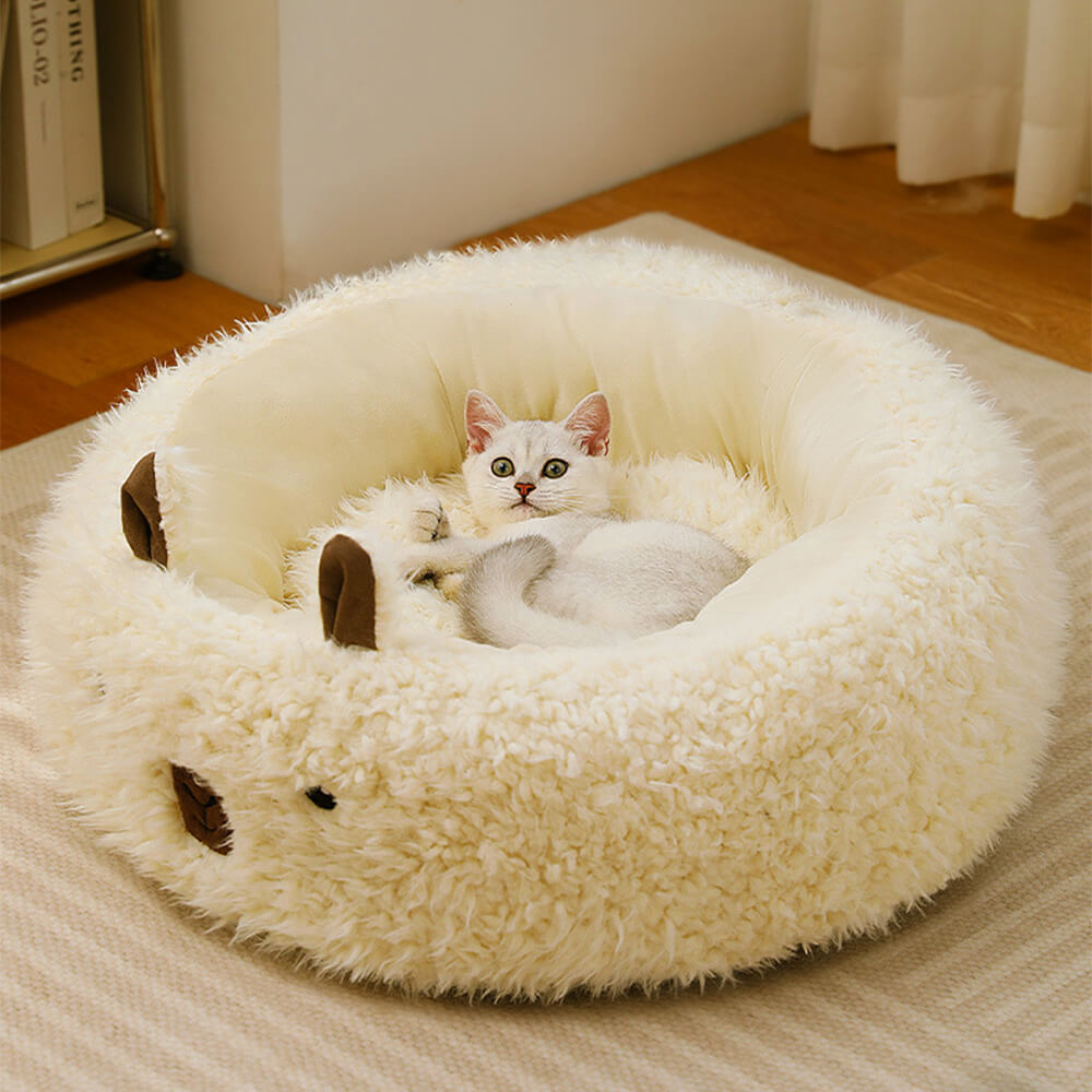 Cama para cães e gatos removível e quente em formato de alpaca