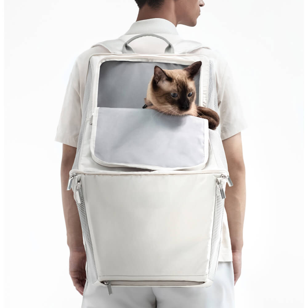 Mochila leve impermeável e dobrável de nylon respirável para cães e gatos