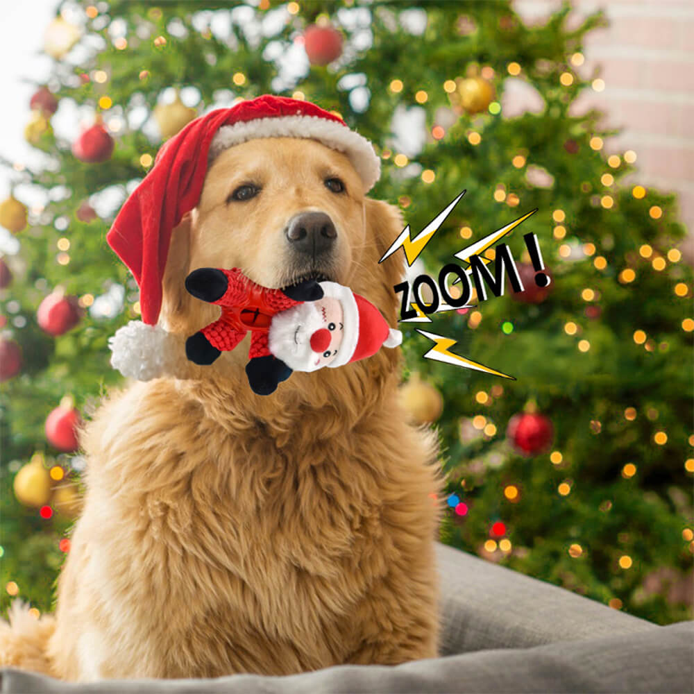 Boneca de Natal de borracha com alimentação lenta e apito brinquedo interativo para cachorro