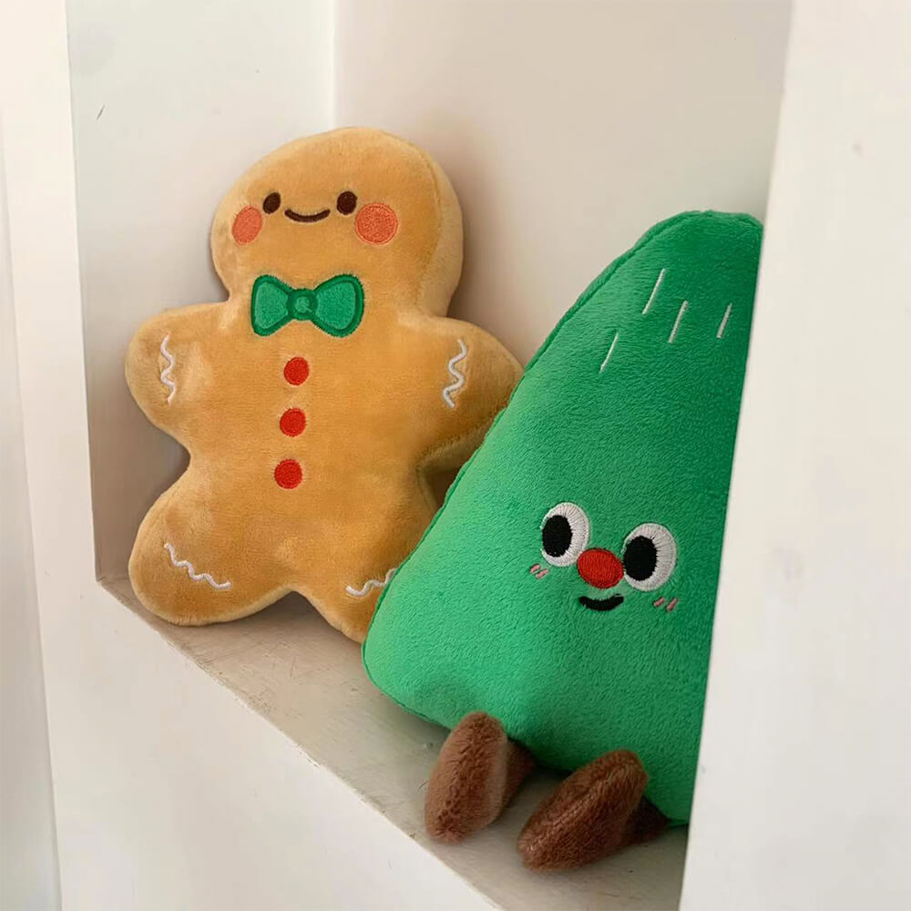 Boneco de gengibre de Natal Boneco de pelúcia interativo para cachorro