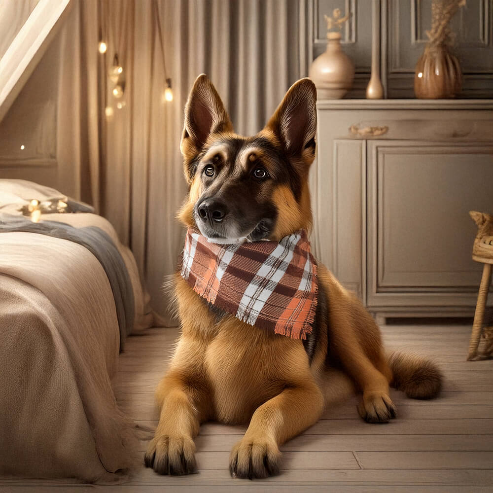 Bandana para cachorro quente com costuras duplas duráveis e xadrez de Natal