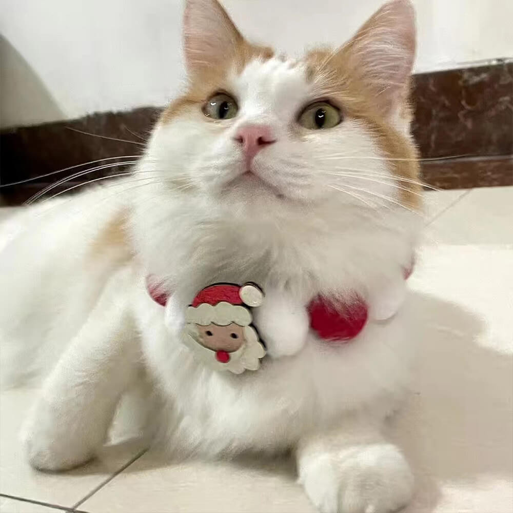 Enfeites de bola de pompom de natal colarinho ajustável para cães e gatos