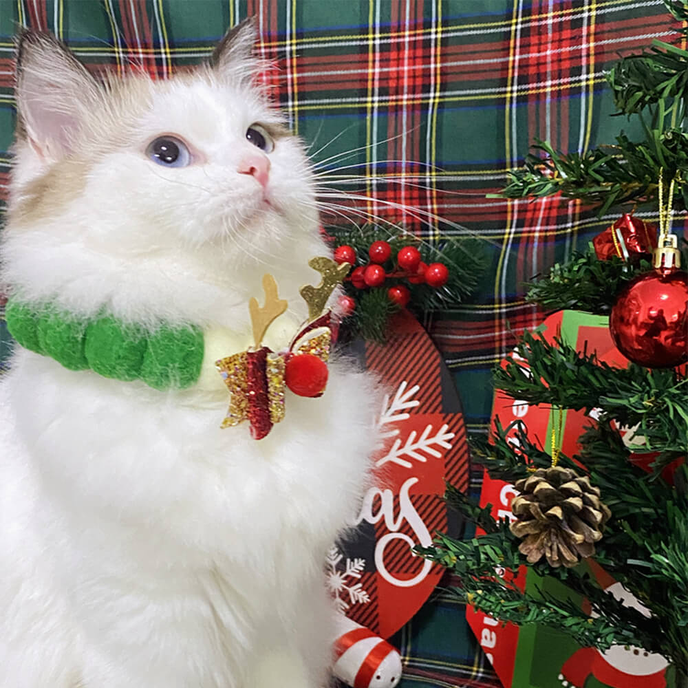 Enfeites de bola de pompom de natal colarinho ajustável para cães e gatos