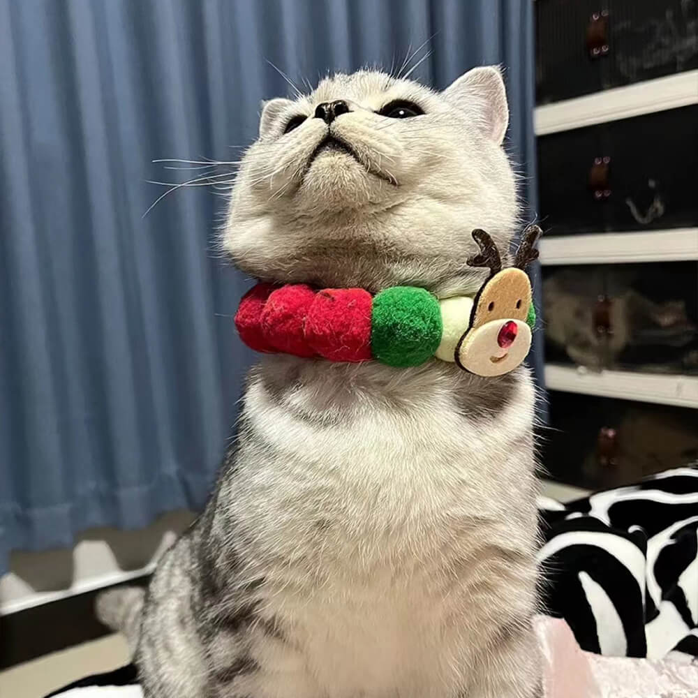 Enfeites de bola de pompom de natal colarinho ajustável para cães e gatos