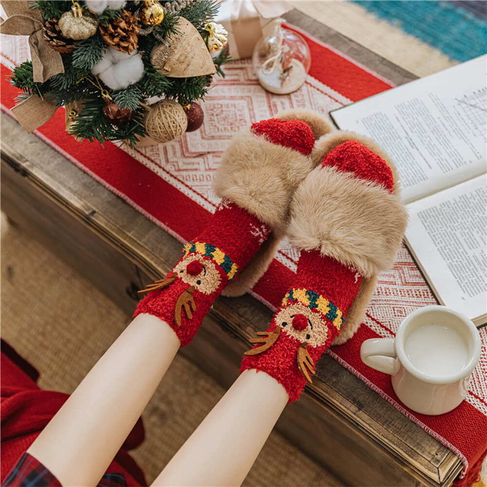 Cachecol de malha de Papai Noel de Natal combinando meias para animal de estimação e dono