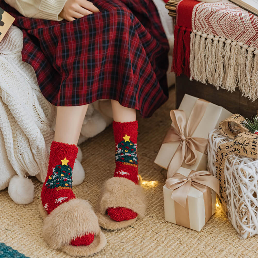 Cachecol de malha de Papai Noel de Natal combinando meias para animal de estimação e dono