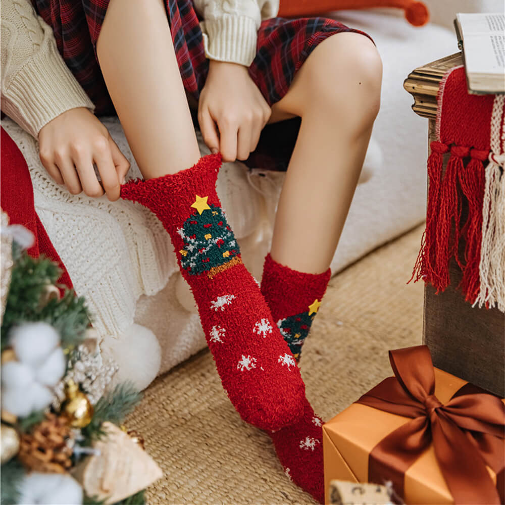 Cachecol de malha de Papai Noel de Natal combinando meias para animal de estimação e dono