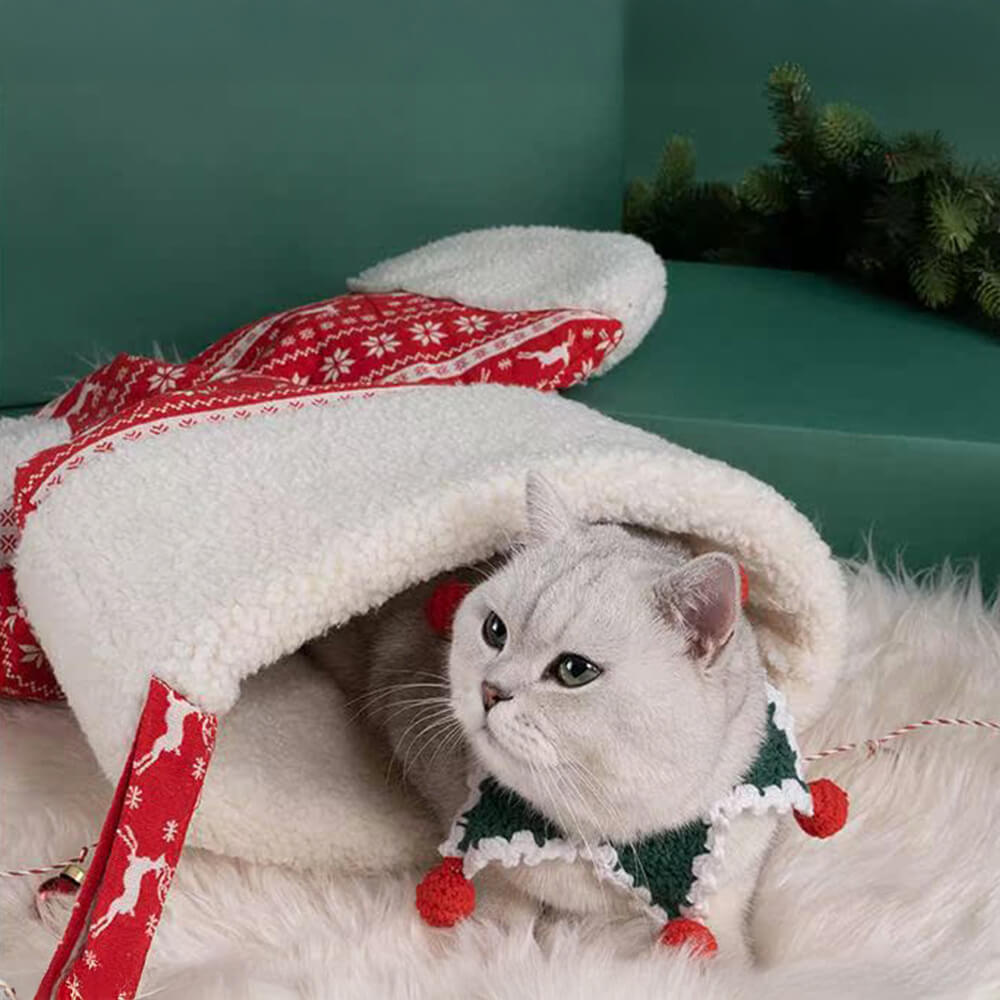 Meia de Natal Decoração multifuncional Quente Semi-Fechado Saco de Dormir para Animais de Estimação