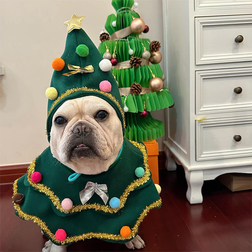 Chapéu de árvore de Natal Capa Traje Cosplay Cachorro & Gato Traje