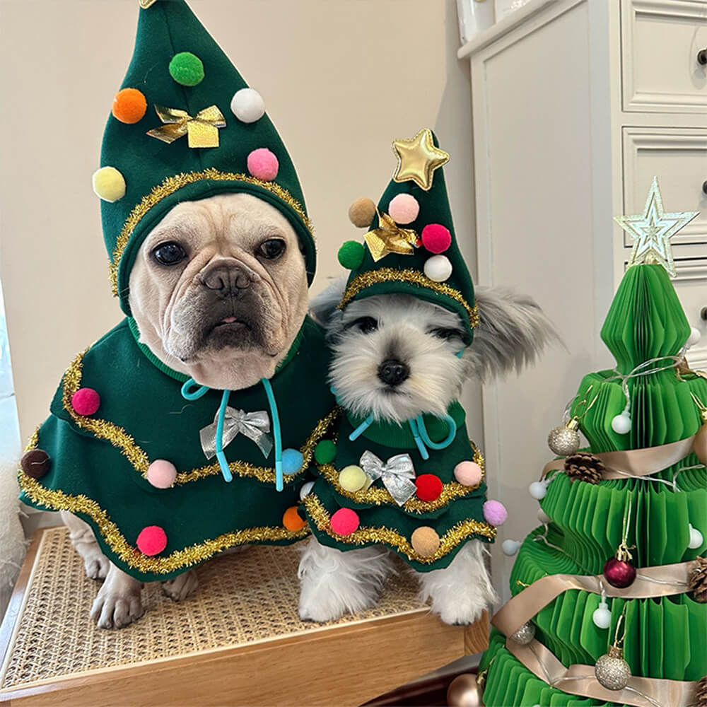 Chapéu de árvore de Natal Capa Traje Cosplay Cachorro & Gato Traje