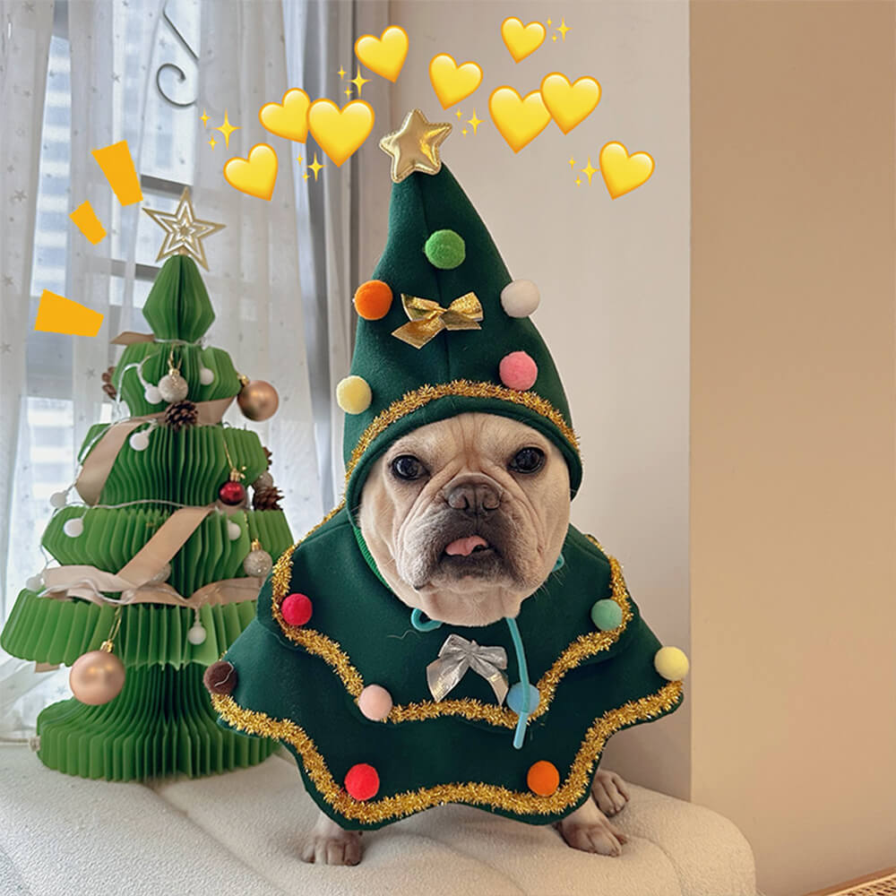 Chapéu de árvore de Natal Capa Traje Cosplay Cachorro & Gato Traje