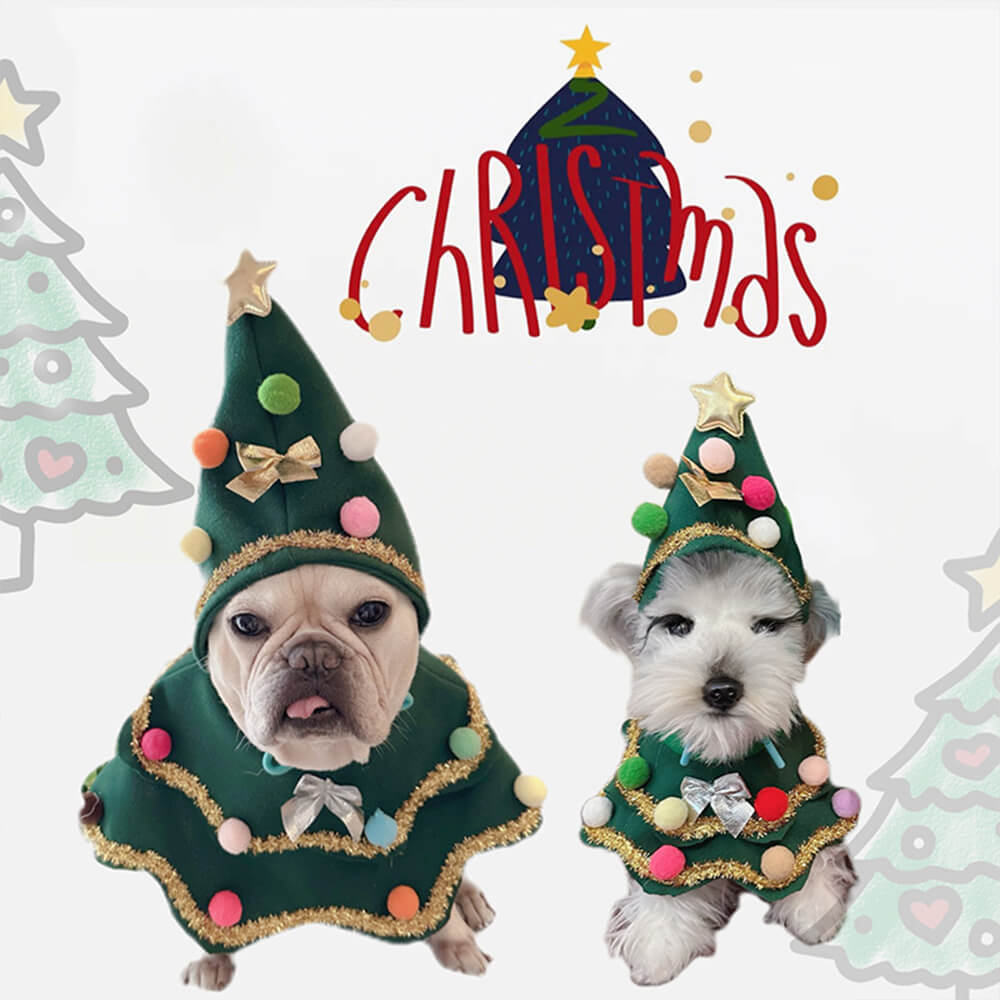 Chapéu de árvore de Natal Capa Traje Cosplay Cachorro & Gato Traje