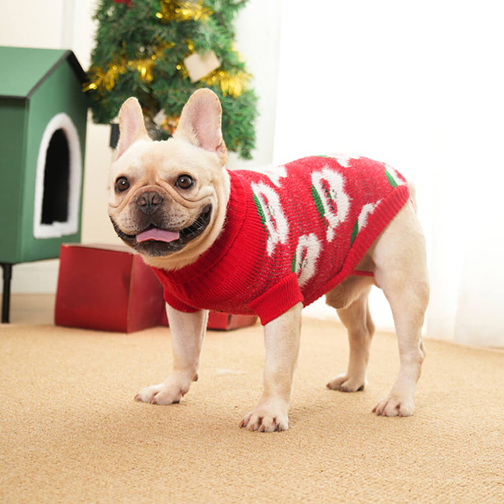 Suéter de malha de gola alta para cachorro de Natal combinando com pulôver para cães e donos