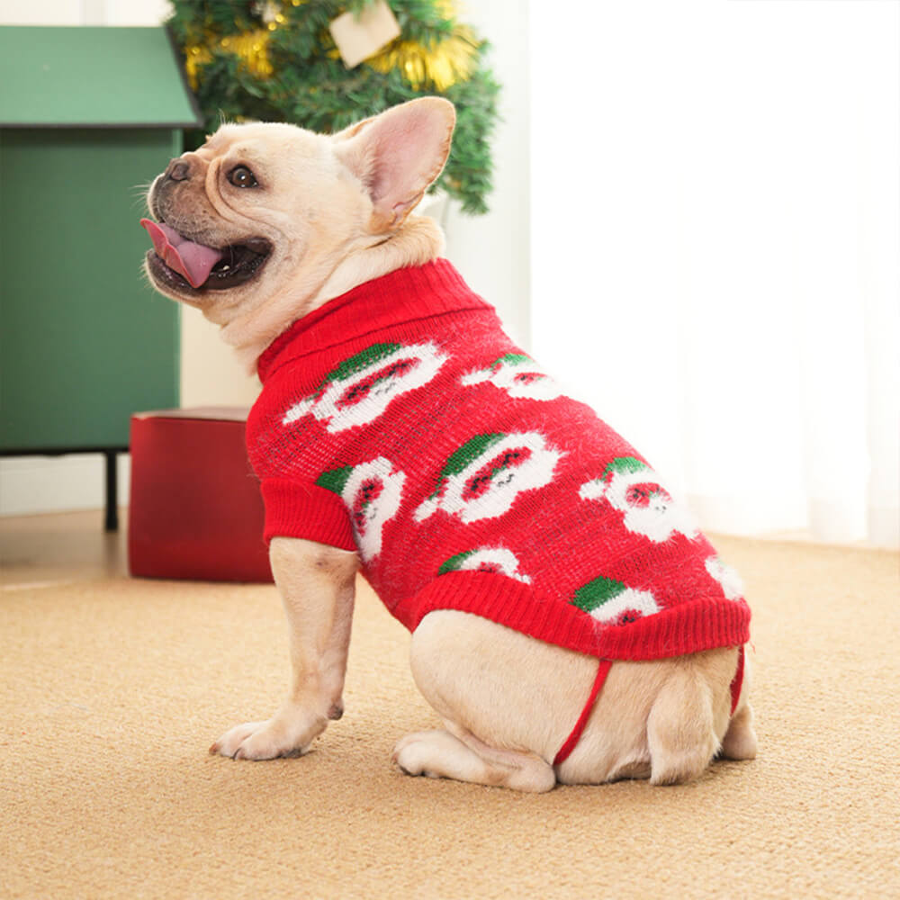 Suéter de malha de gola alta para cachorro de Natal combinando com pulôver para cães e donos