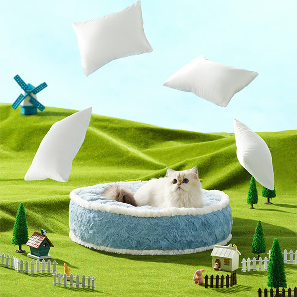 Cama de pelúcia ultramacia para animais de estimação com torta de creme