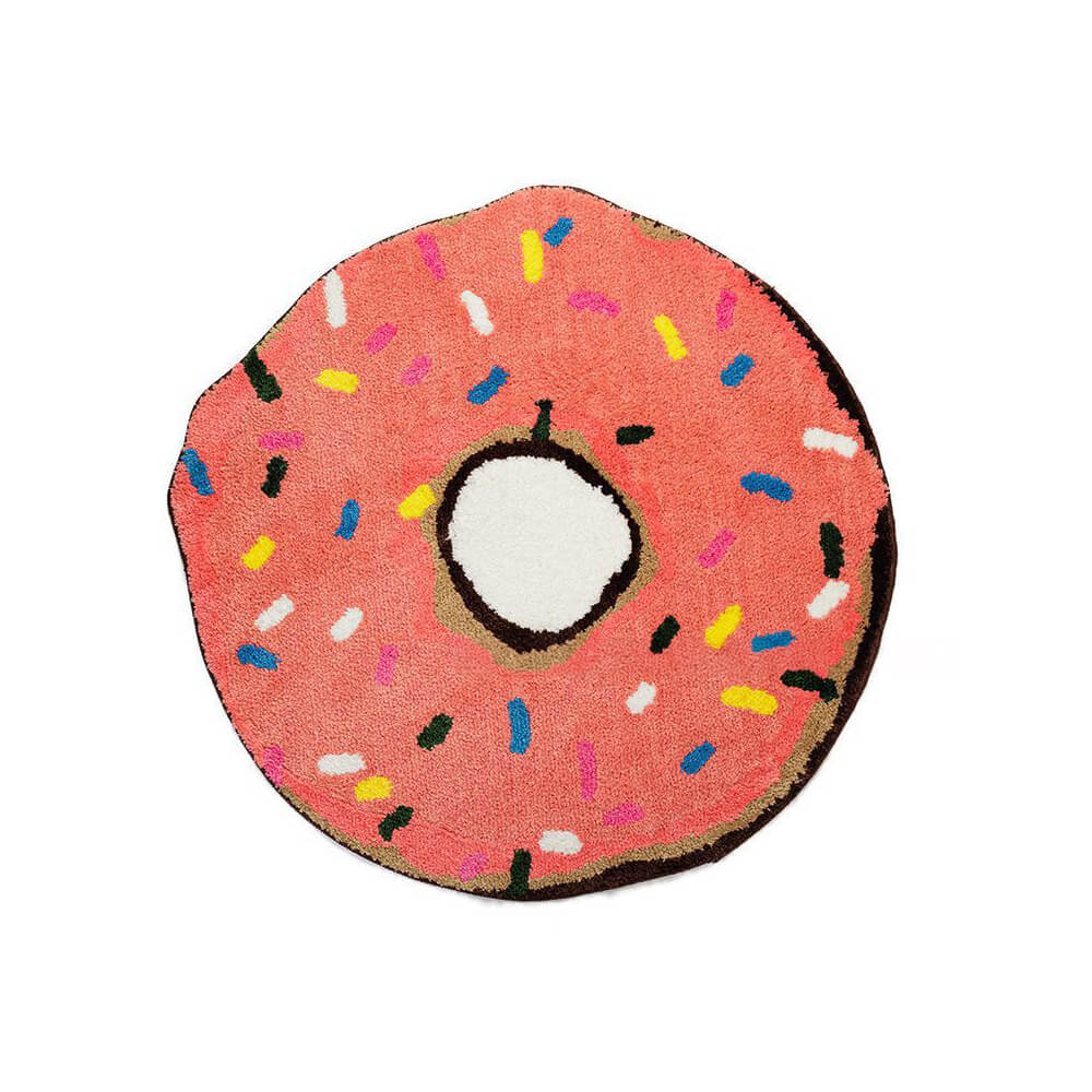 Tapete decorativo de sala de estar flocado de donut antiderrapante