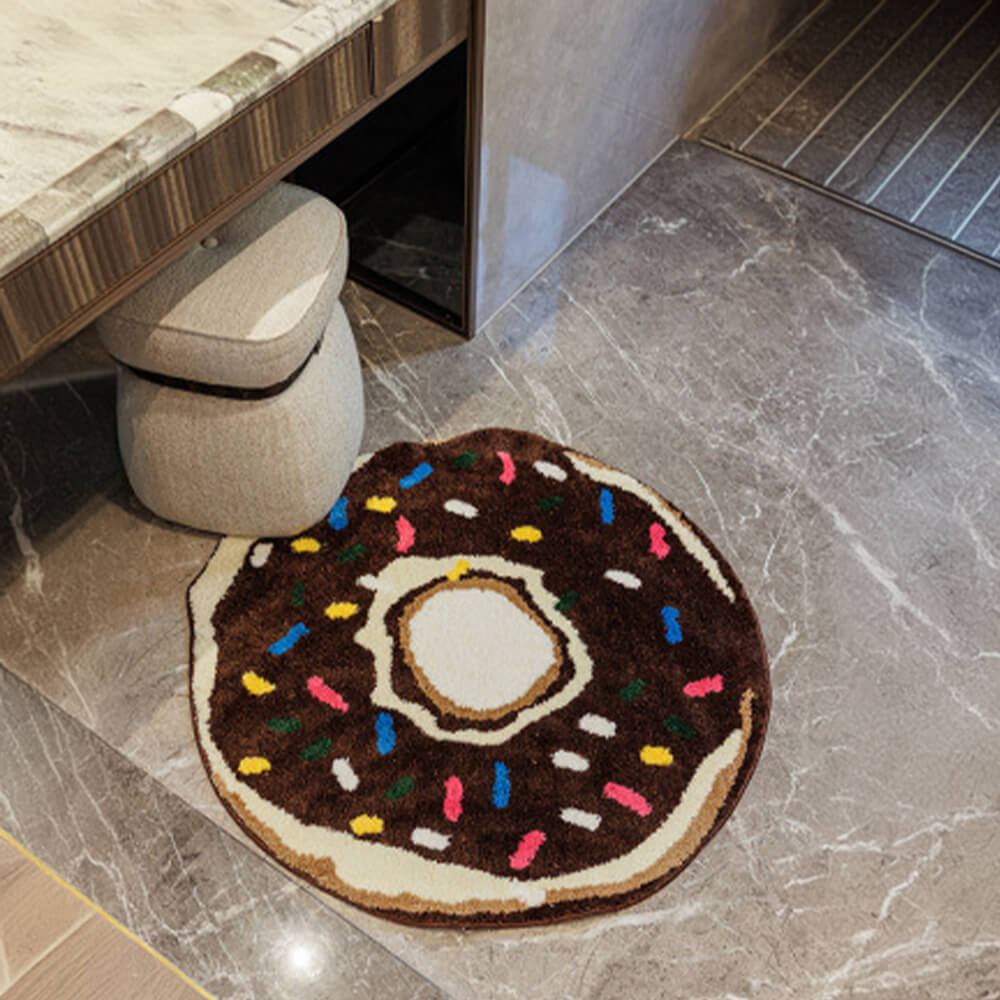 Tapete decorativo de sala de estar flocado de donut antiderrapante