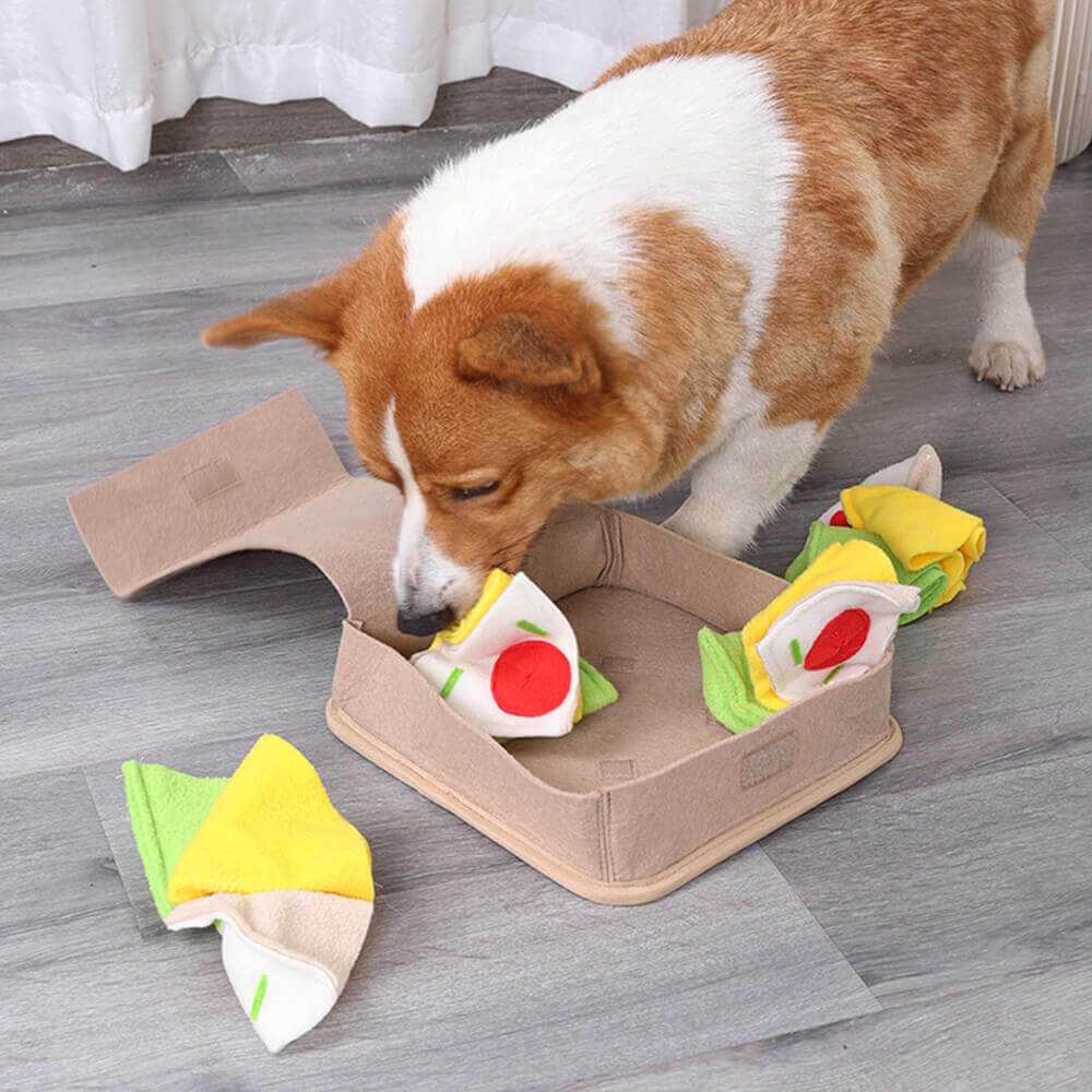 Brinquedo interativo de alimentação lenta Pizza Snuffle Mat Brinquedo para cachorro