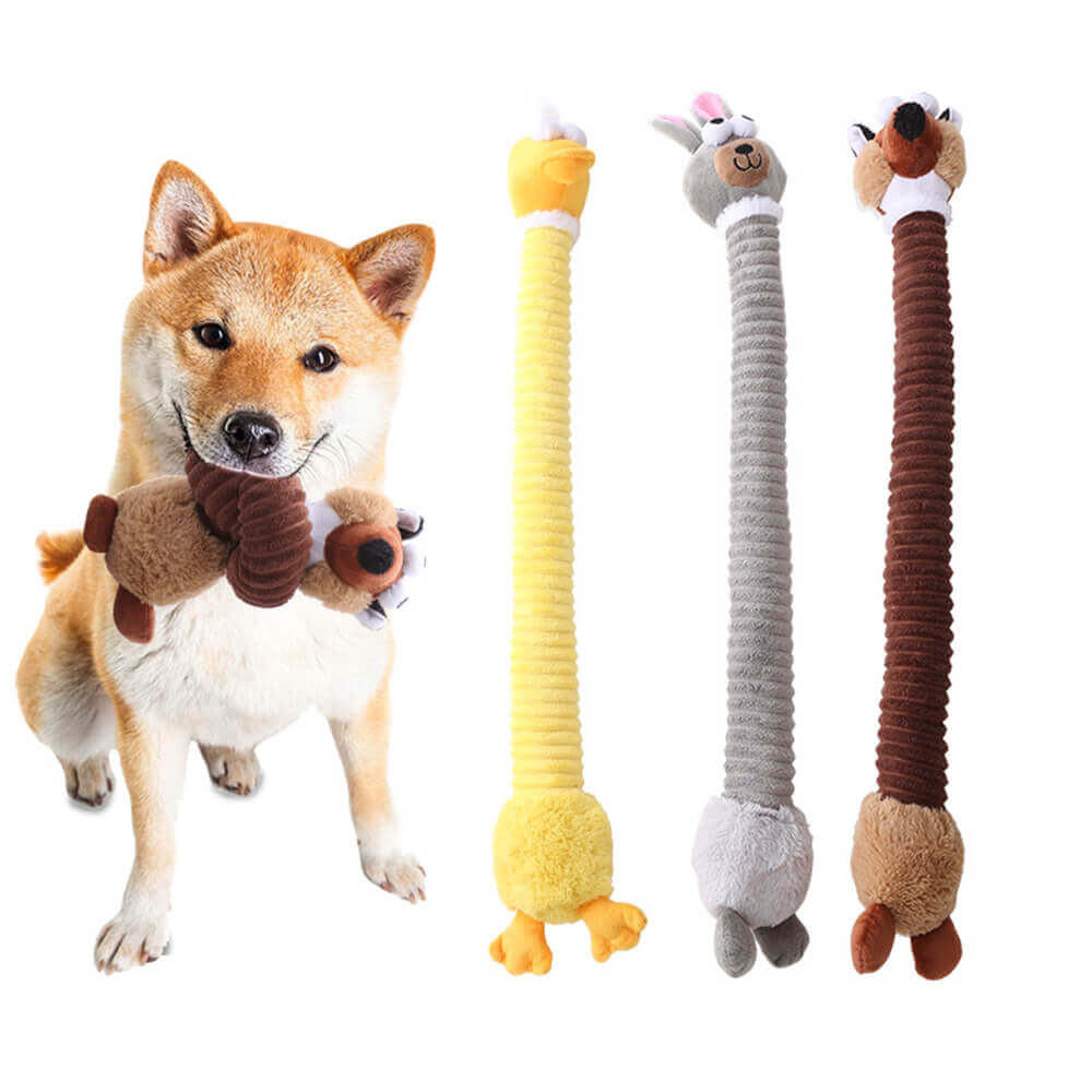 Brinquedo de pelúcia para cachorro com guincho de animal de pescoço longo brinquedo de mastigar interativo