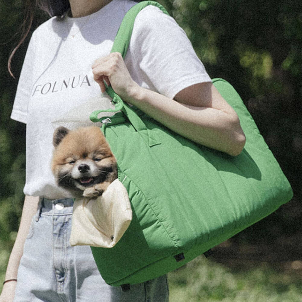 Bolsa de transporte para cães e gatos de nylon leve e respirável portátil