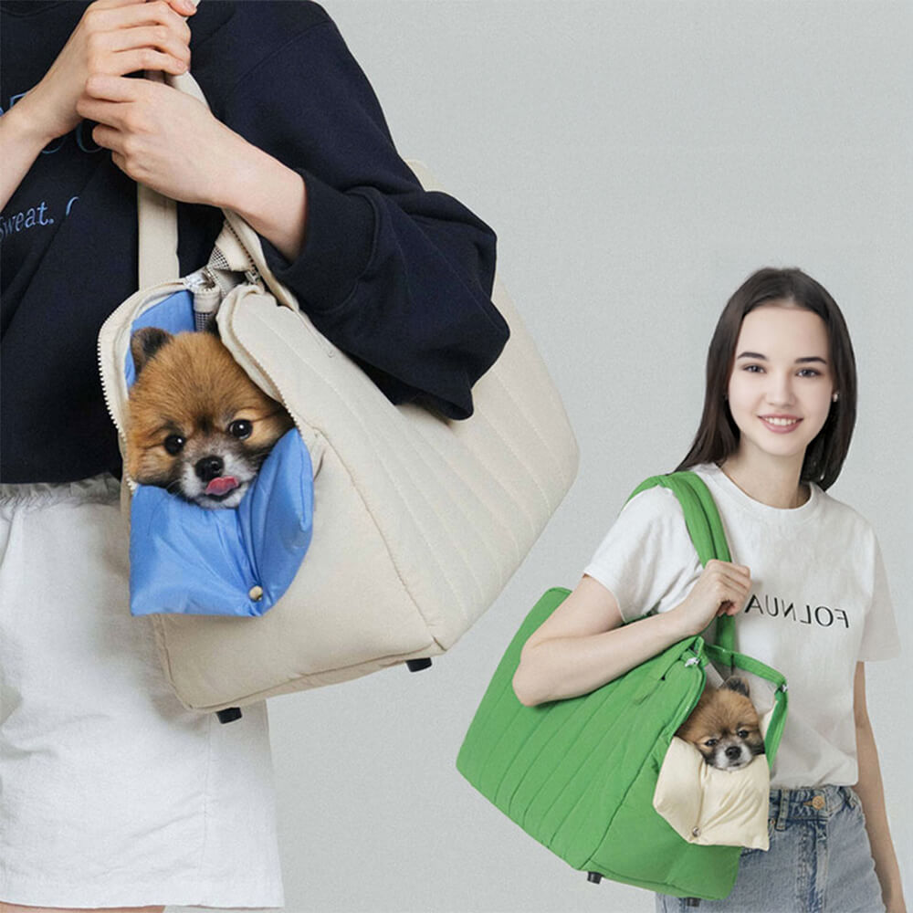 Bolsa de transporte para cães e gatos de nylon leve e respirável portátil