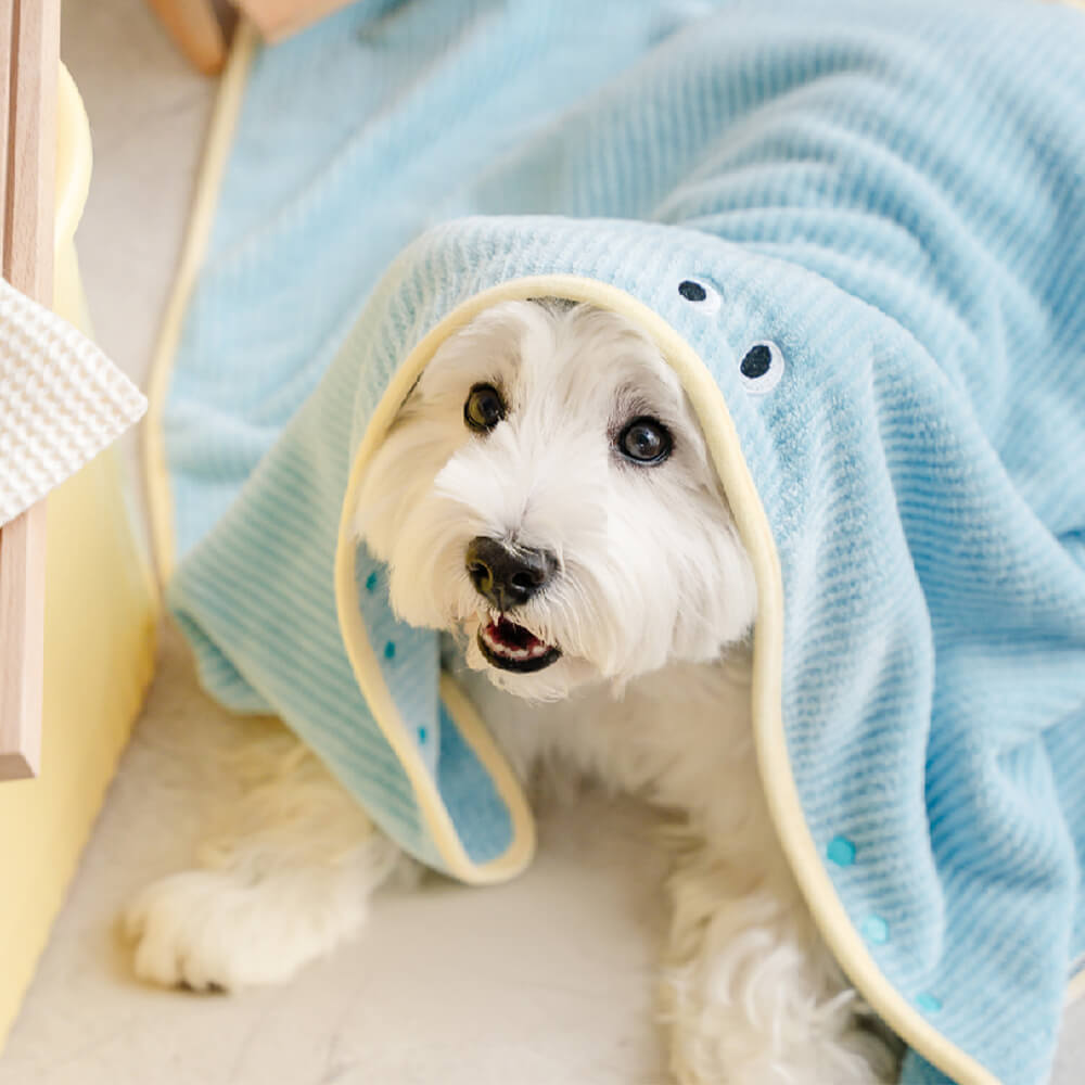 Toalha de banho absorvente de secagem rápida listrada macia para cães