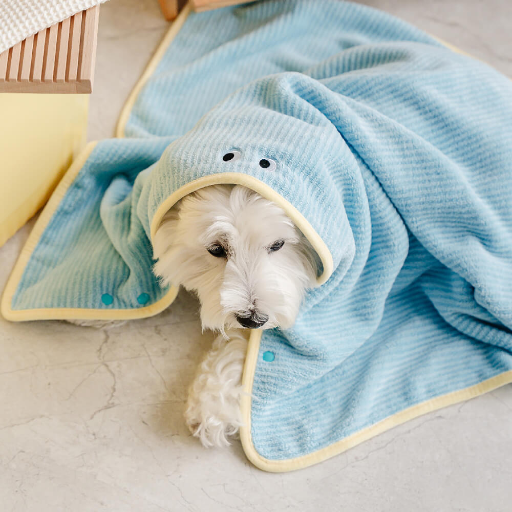 Toalha de banho absorvente de secagem rápida listrada macia para cães