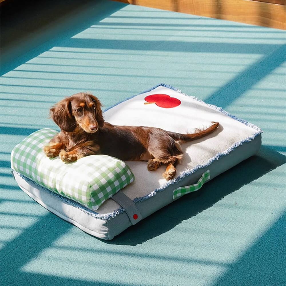 Tapete de brim espaçoso e durável para cães e gatos com almofada removível