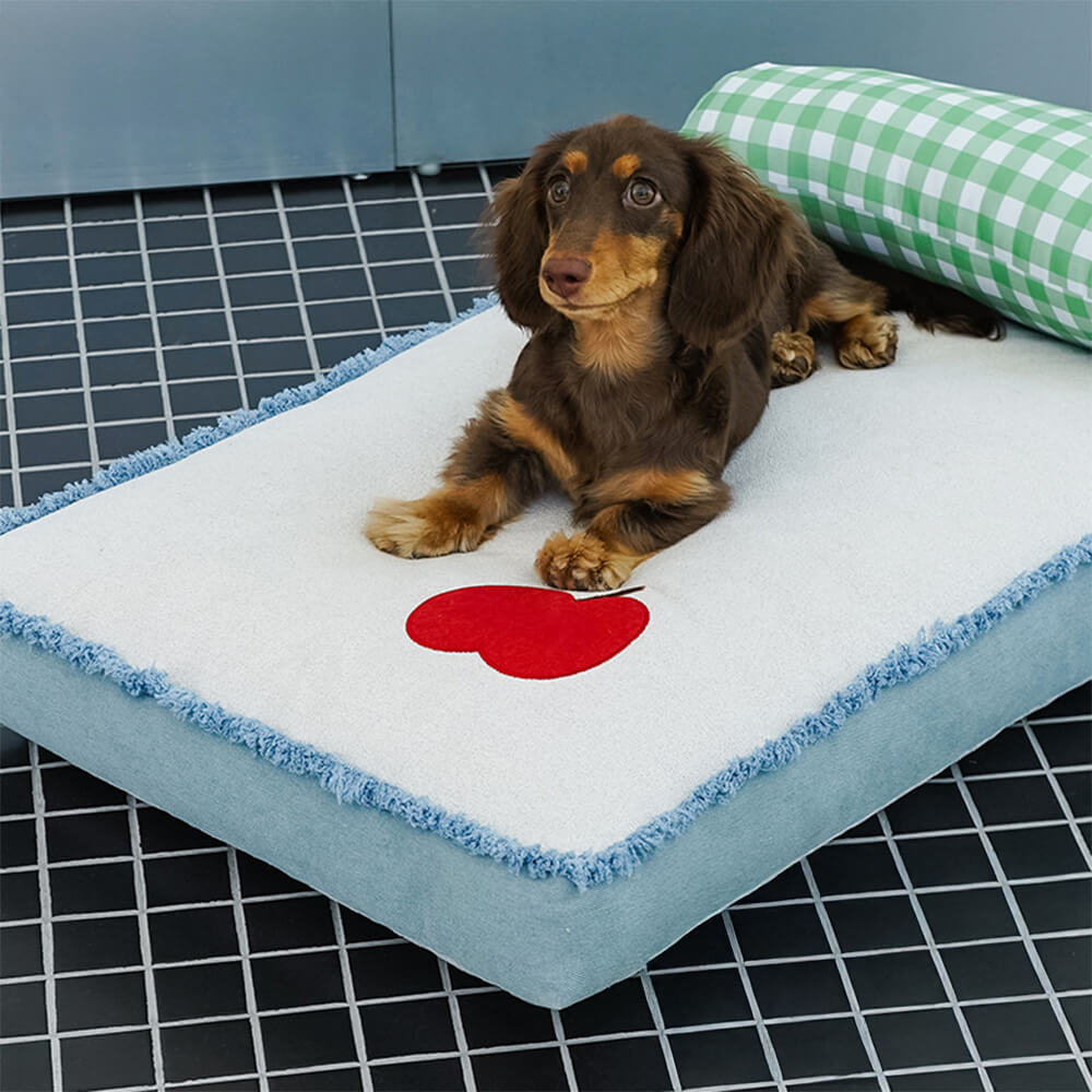 Tapete de brim espaçoso e durável para cães e gatos com almofada removível