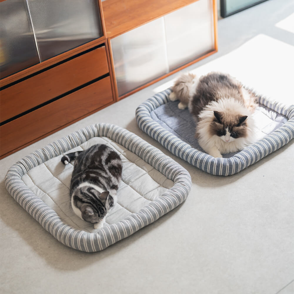 Cama para cães e gatos, macia, listrada, refrescante, de seda gelada, com estilo