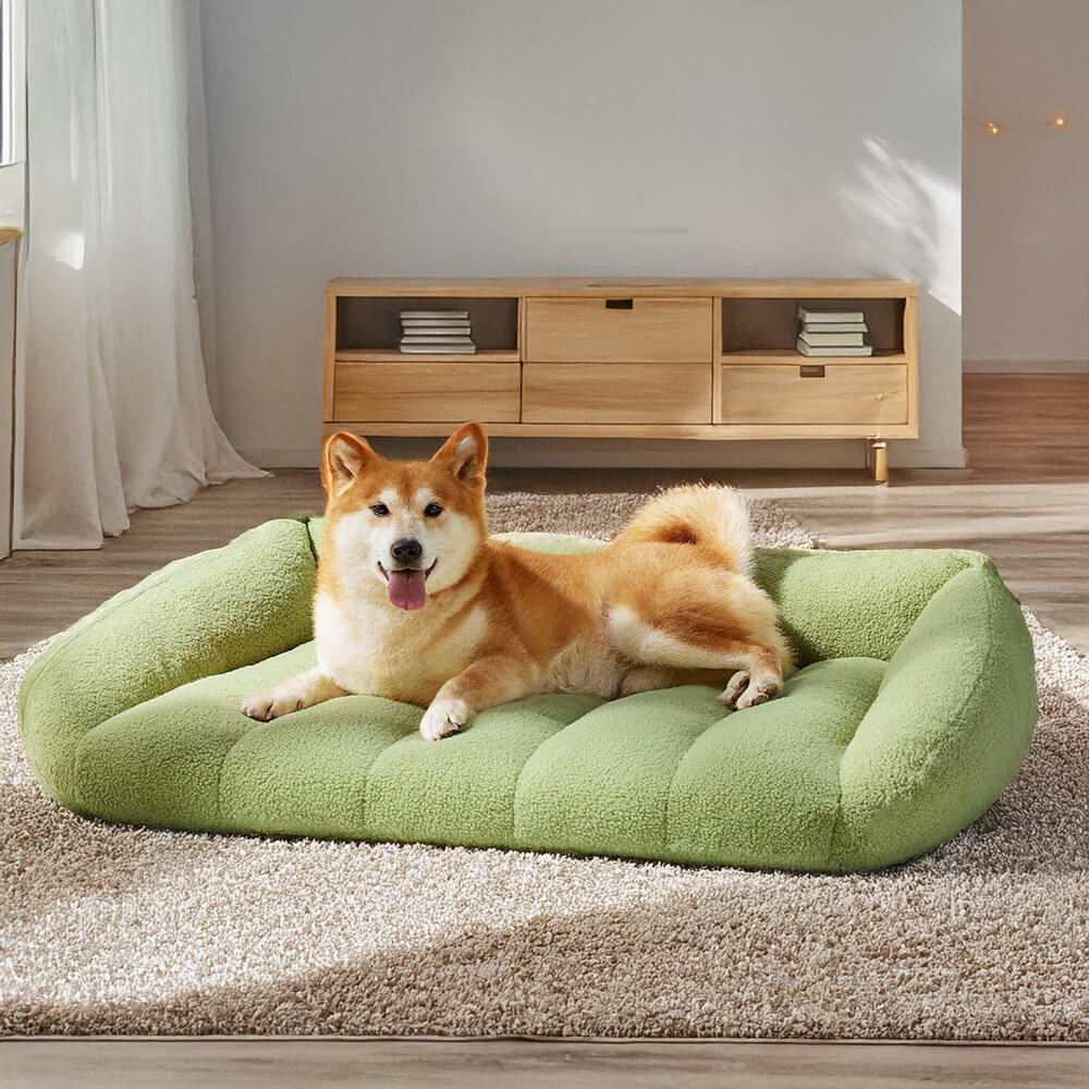 Ultra-macio falso sherpa velo ortopédico quente lavável sofá-cama para cães