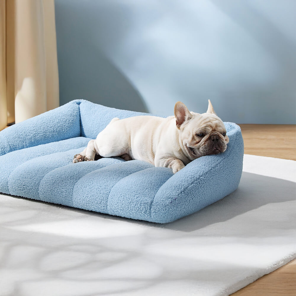 Ultra-macio falso sherpa velo ortopédico quente lavável sofá-cama para cães