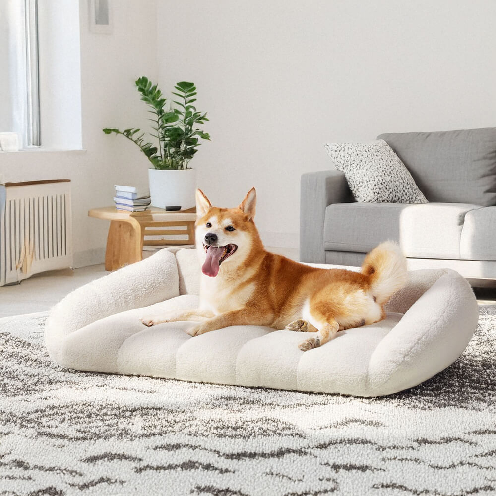 Ultra-macio falso sherpa velo ortopédico quente lavável sofá-cama para cães