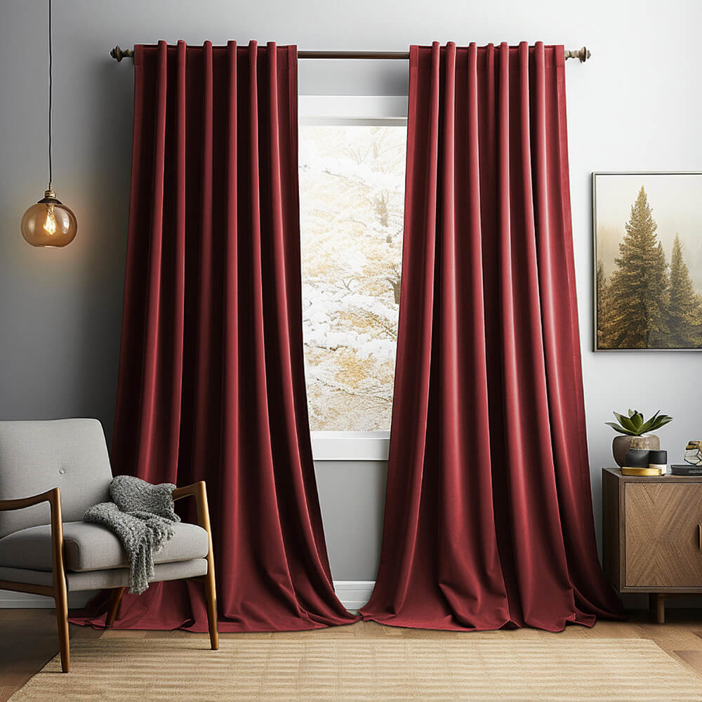 Cortinas blackout vintage de veludo sólido com isolamento térmico