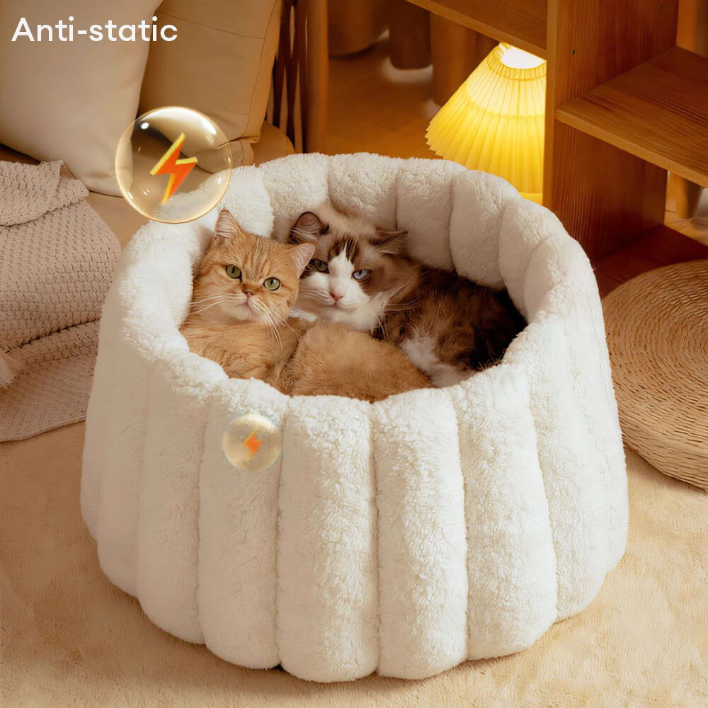 Cama para gatos semi-fechada multifuncional, com suporte total e quentinha, amiga da pele