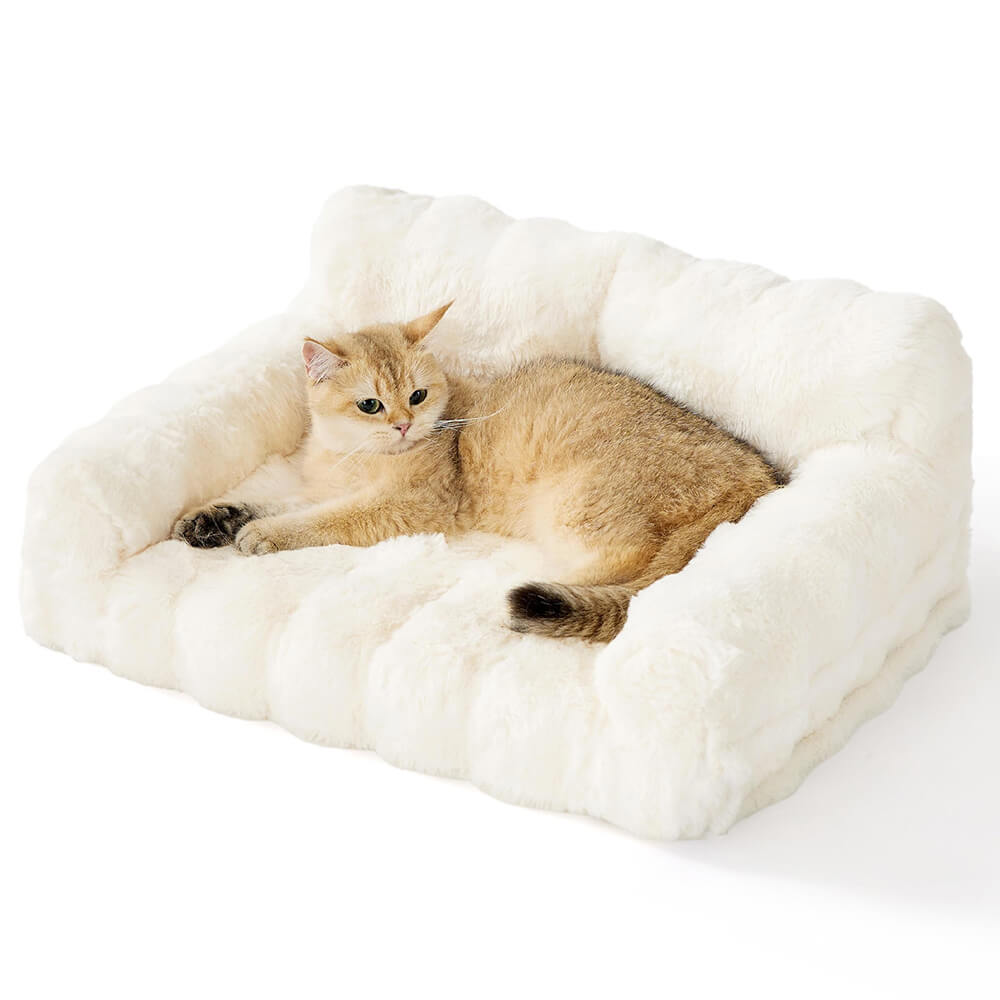 Encosto ergonômico de pele de coelho falso Wave para sofá-cama para cães e gatos