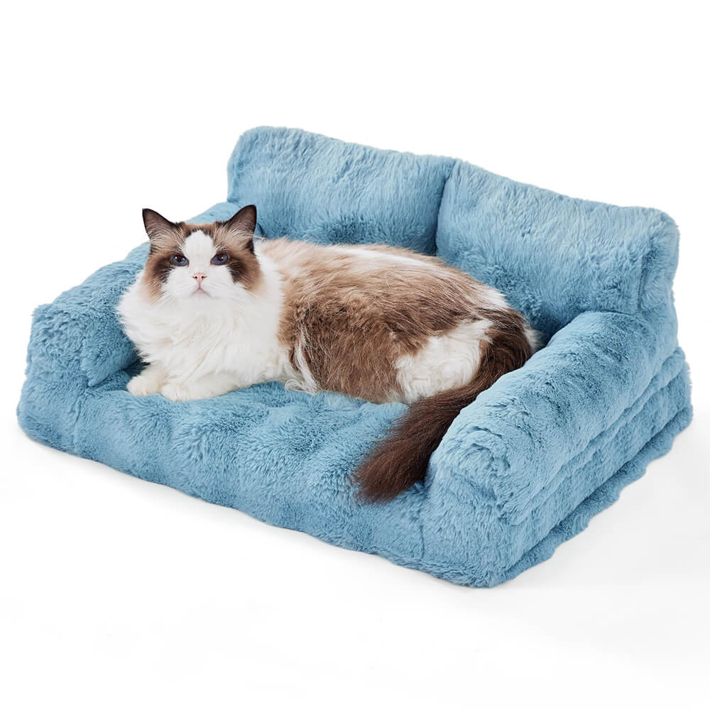 Encosto ergonômico de pele de coelho falso Wave para sofá-cama para cães e gatos