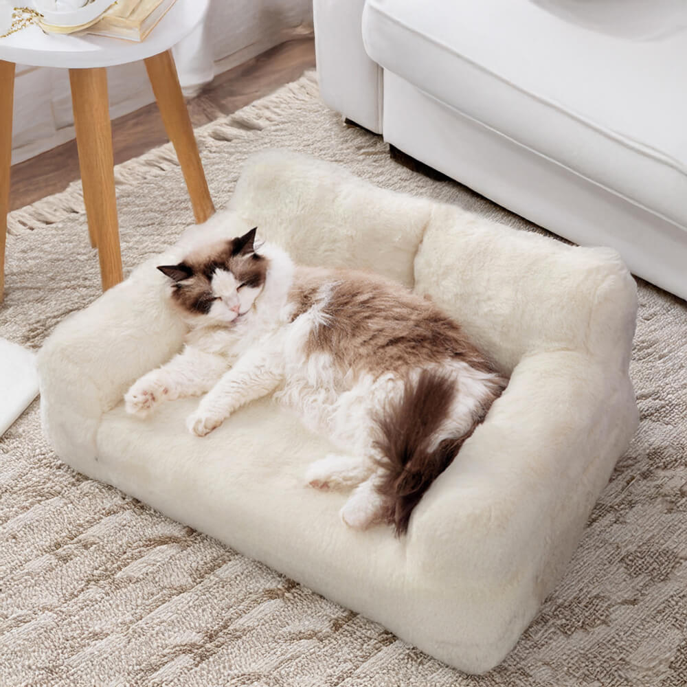 Encosto ergonômico de pele de coelho falso Wave para sofá-cama para cães e gatos