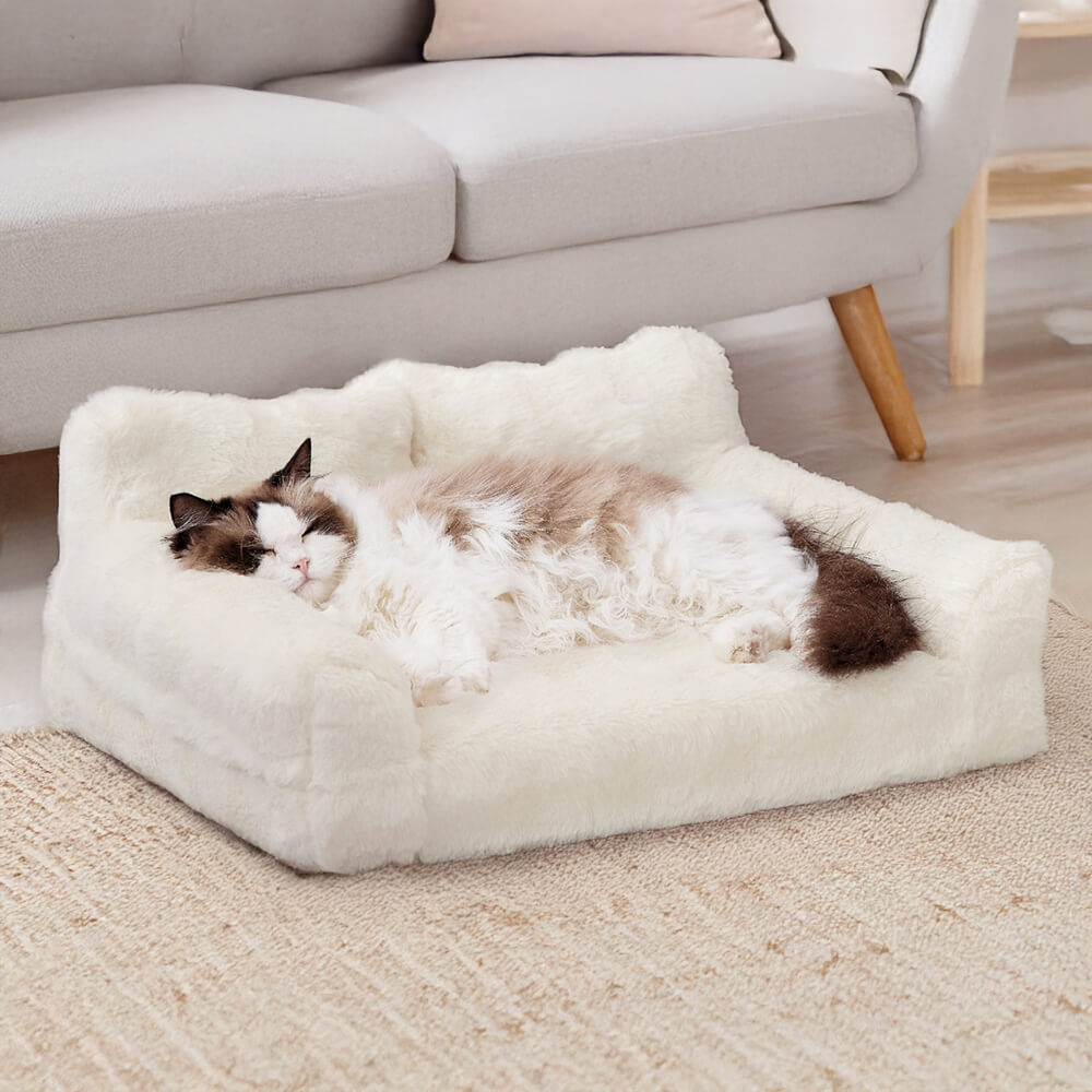 Encosto ergonômico de pele de coelho falso Wave para sofá-cama para cães e gatos